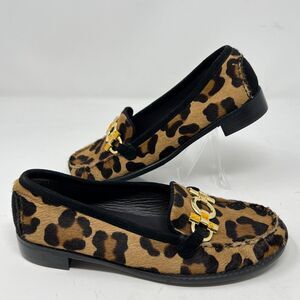 Stuart Weitzman Leopard Calf Hair Loafers Moccasins Sz 6
